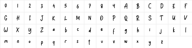 Septy Notes Regular  glyph index