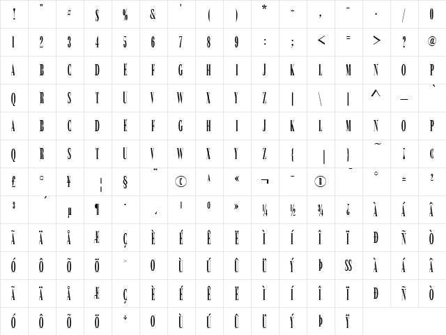 Basilia Compress D Regular  glyph index