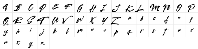 Kreakers Brush Regular  glyph index