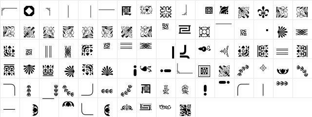 Borders Ornaments P04 Regular  glyph index