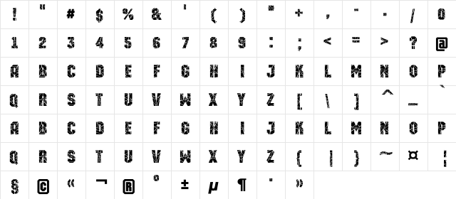 a_MachinaOrtoSht Regular  glyph index