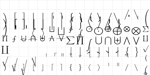 cmex7 Regular  glyph index