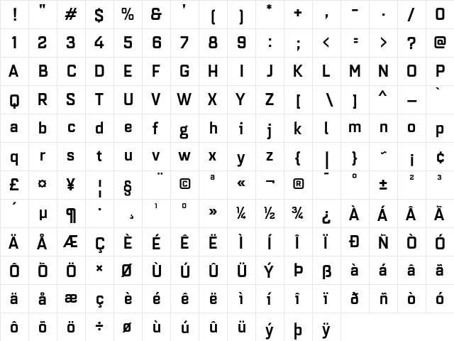 Quarca Norm Medium  glyph index