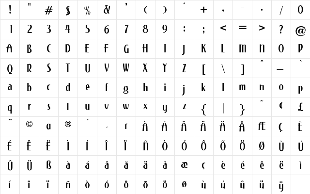 OPTIPlayers Regular  glyph index