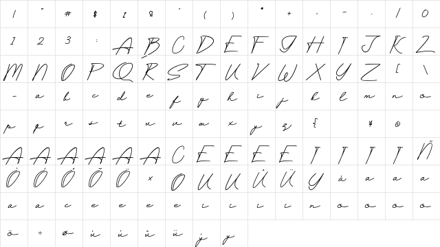 Selfiana Tre Regular  glyph index