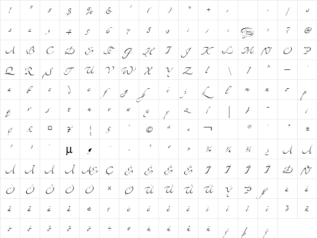 HW, Script - LinotypeZapfino2 Two  glyph index