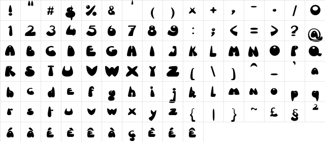 lcd.fr.st bold  glyph index