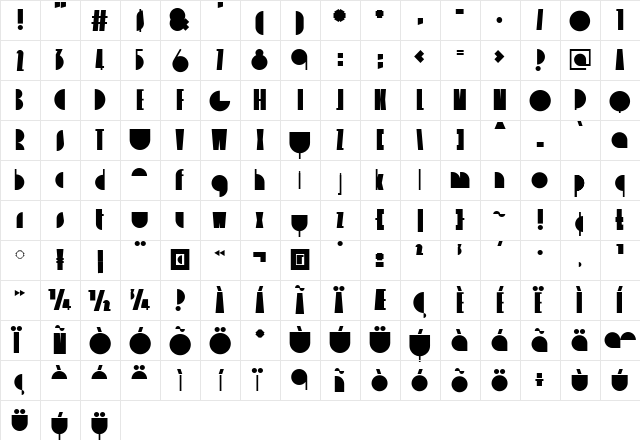 delizioso Regular  glyph index