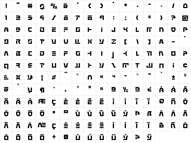Command Override Regular  glyph index