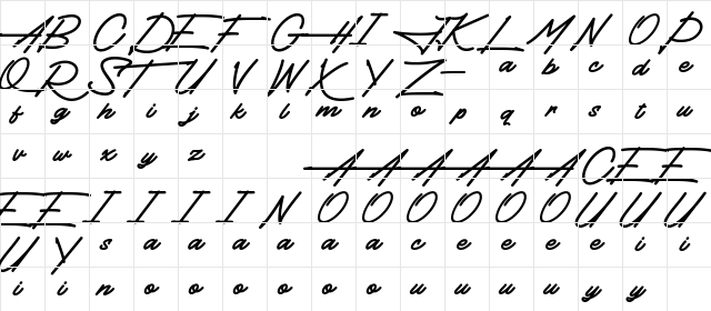 Hendangan Regular  glyph index