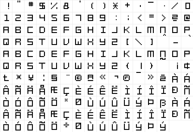 SWF!T_v02 Regular  glyph index