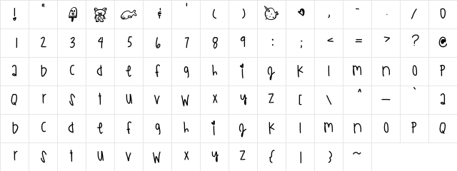 WhoaBaby Medium  glyph index