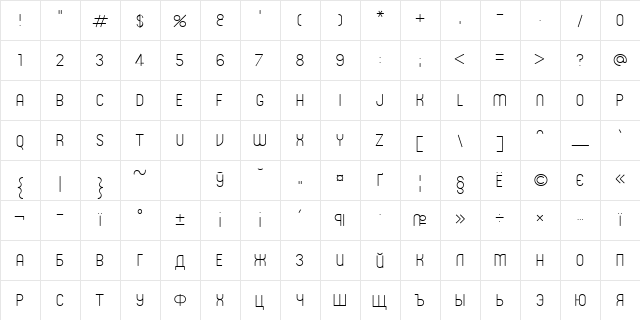 RonInset1 Light  glyph index