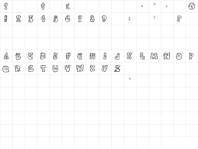 NewWGL4Font Regular  glyph index