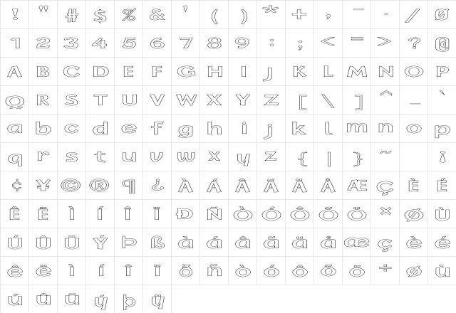 FZ BASIC 14 HOLLOW EX Normal  glyph index