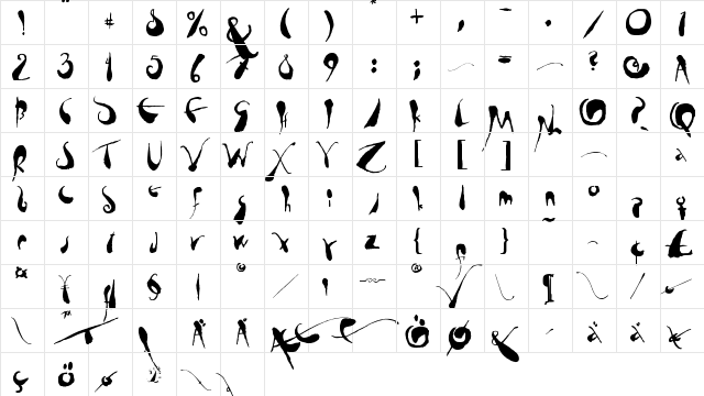 tusch Regular  glyph index