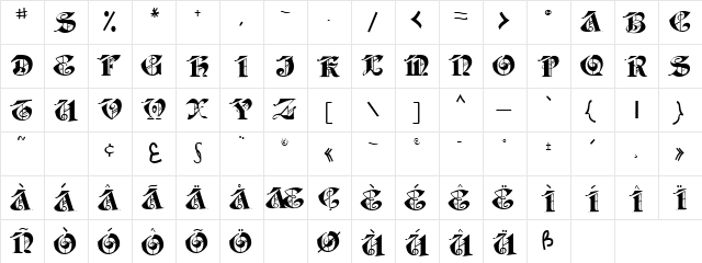 JabaCaps105 Regular  glyph index