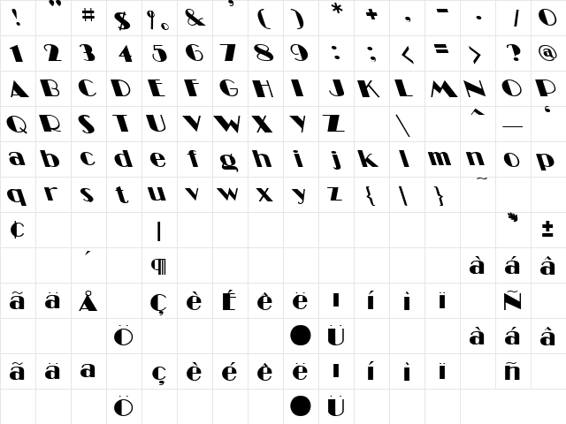Little Wing 8 Regular  glyph index