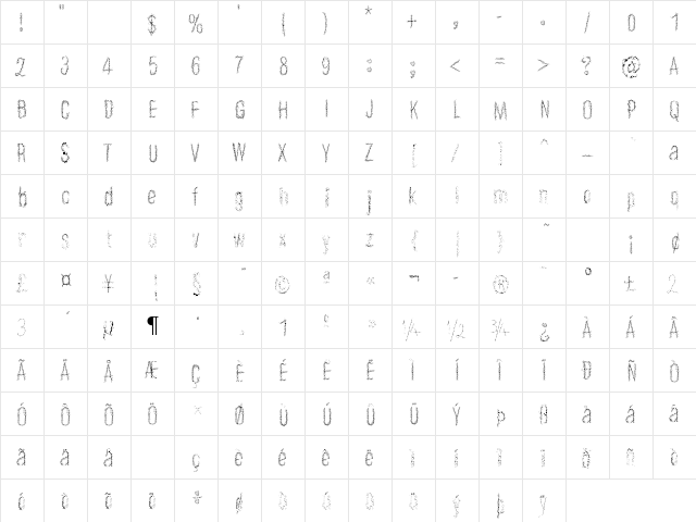 Aramayka Regular  glyph index