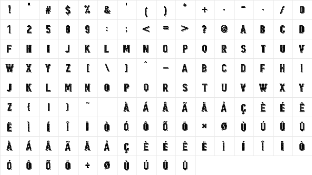 Borgens Burlesque Regular  glyph index