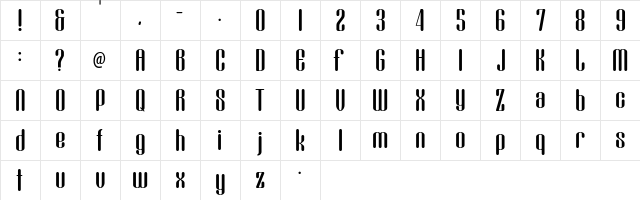 Popstick-Demo Regular  glyph index