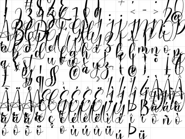 Carlista Regular  glyph index