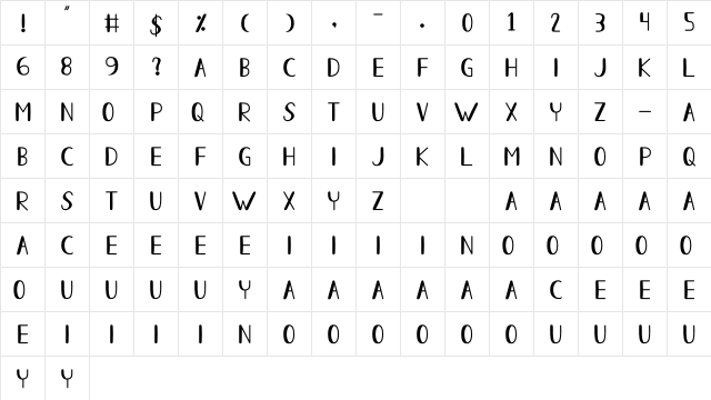 Allure Of The Sun Regular  glyph index