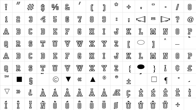 Cg Medium  glyph index