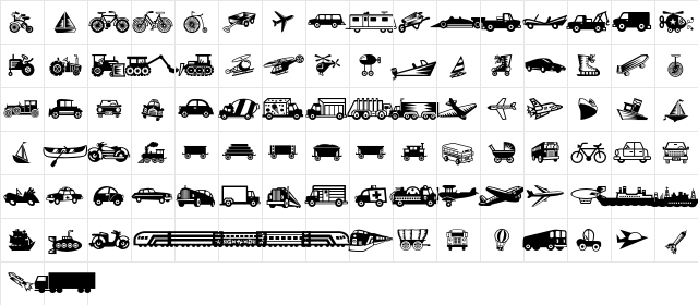 MiniPics LilVehicles  glyph index