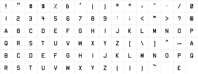 Dev Gothic Regular  glyph index