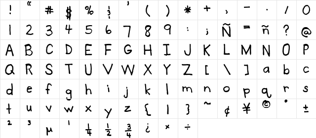 FG Jill Regular  glyph index