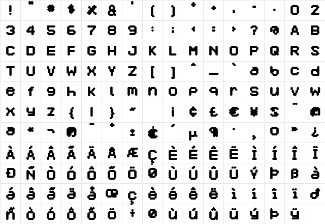 Selector Bold  glyph index