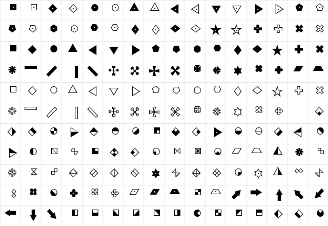 TechGrapha Regular  glyph index