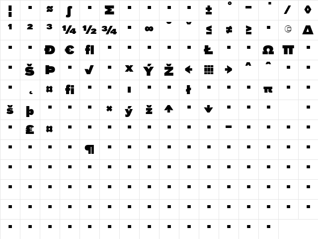 Bau-SuperExpert Regular  glyph index