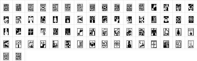 Xbats Regular  glyph index