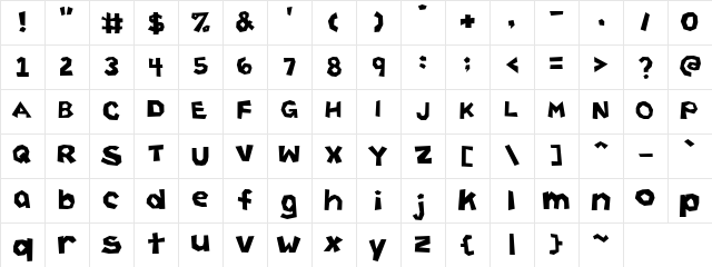 Wackle Bable Regular  glyph index
