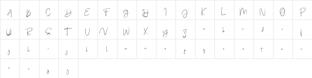 Just Sunday Bold  glyph index