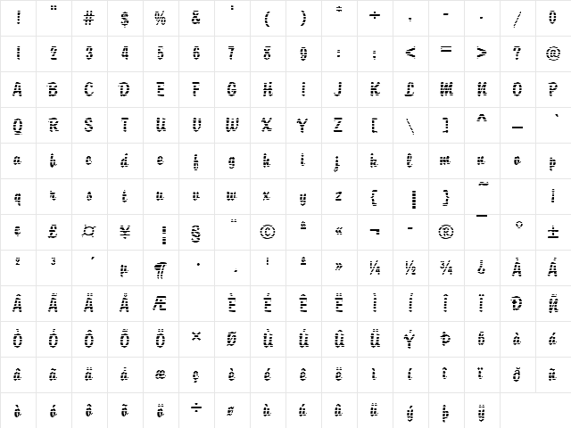 DTCBrodyM02 Regular  glyph index