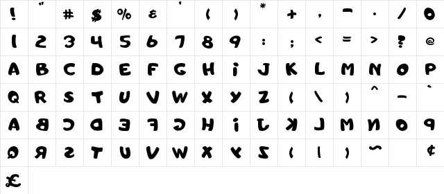 Toyc Regular  glyph index