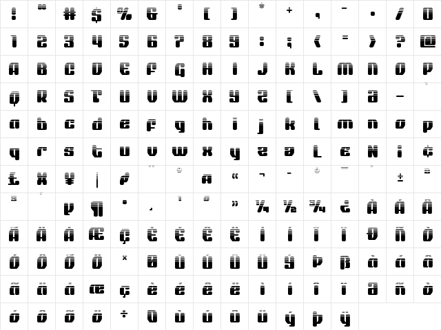 Quasar Pacer Halftone Regular  glyph index