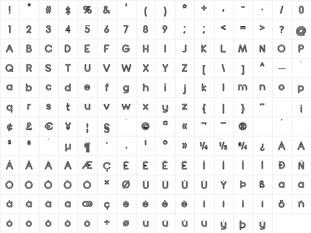 Turn Table BV Regular  glyph index