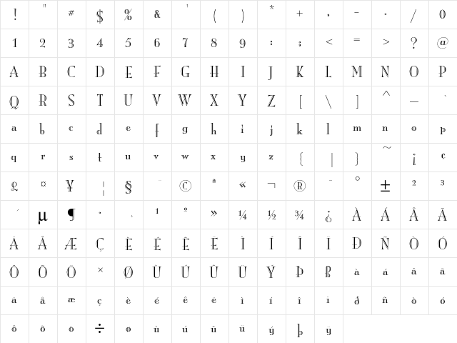 MonaLisaICG Recut  glyph index