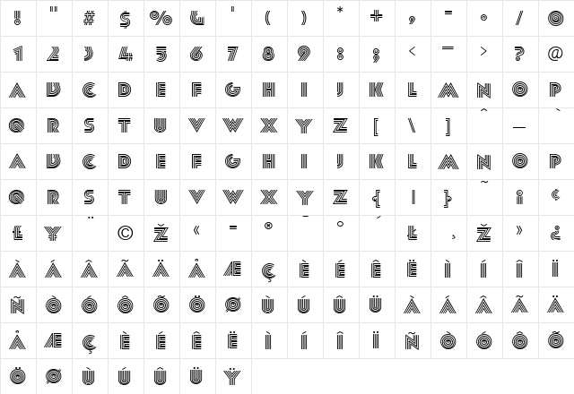 NeoPrisma Regular  glyph index