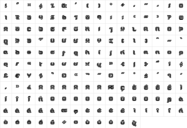 DorisOrange Regular  glyph index