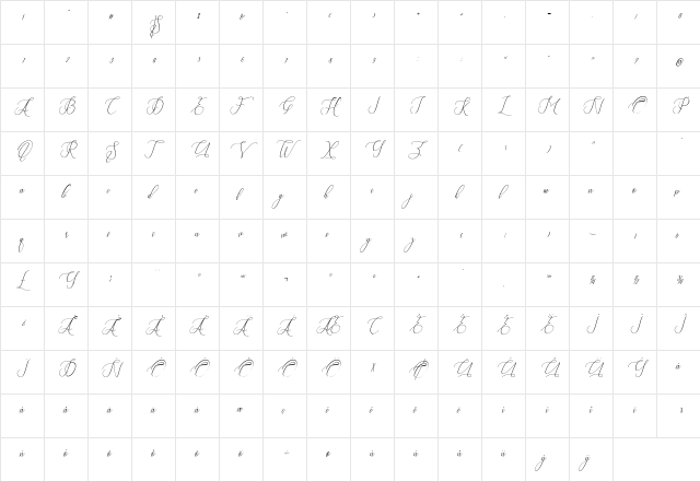 Fantastic Italic  glyph index