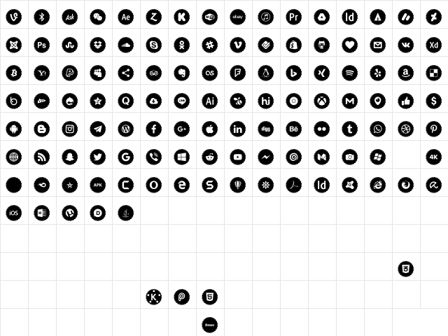 font 120 logos Regular  glyph index