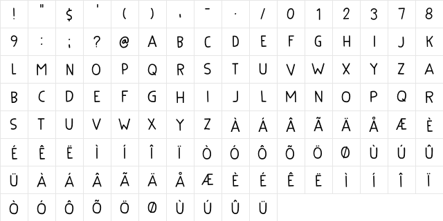 Kuroneko Kaps DEMO Regular  glyph index