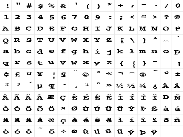 FZ BASIC 54 WAVEY EX Normal  glyph index