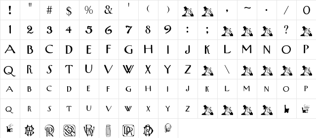 RSUpperWestSide Regular  glyph index