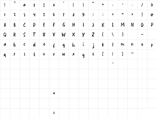 PLAYPULL Regular  glyph index
